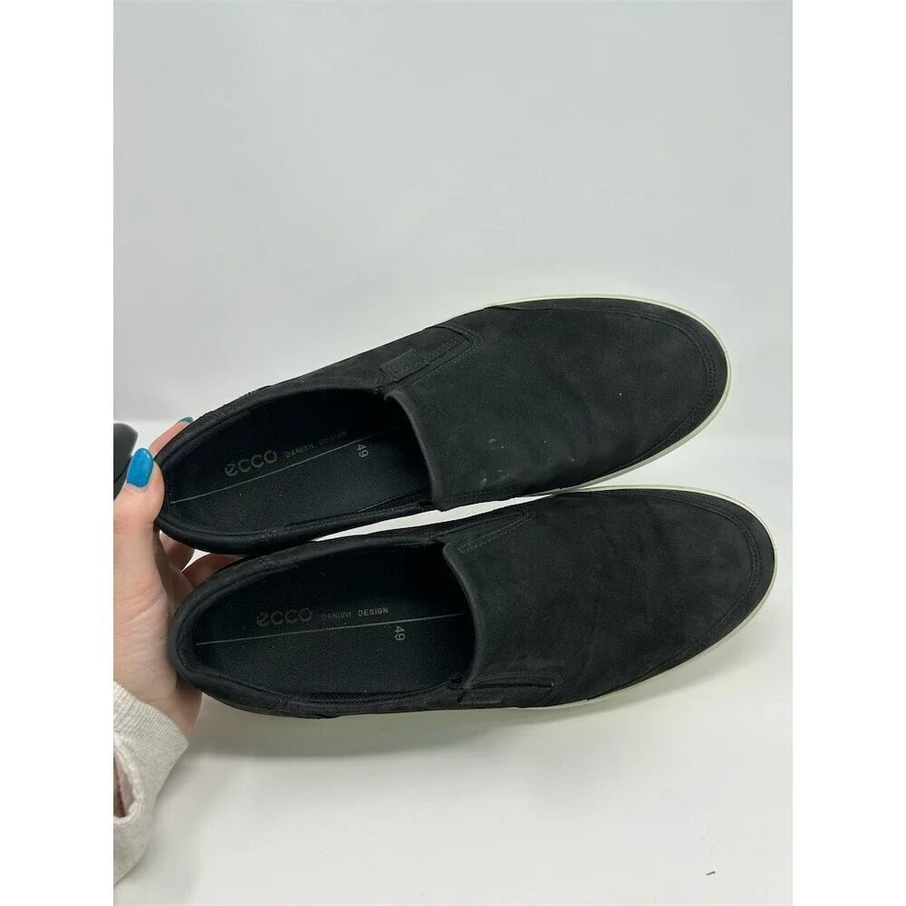 ECCO Soft 7 Slip-On Sneakers Men's Black Casual Shoes White Sole Size 15